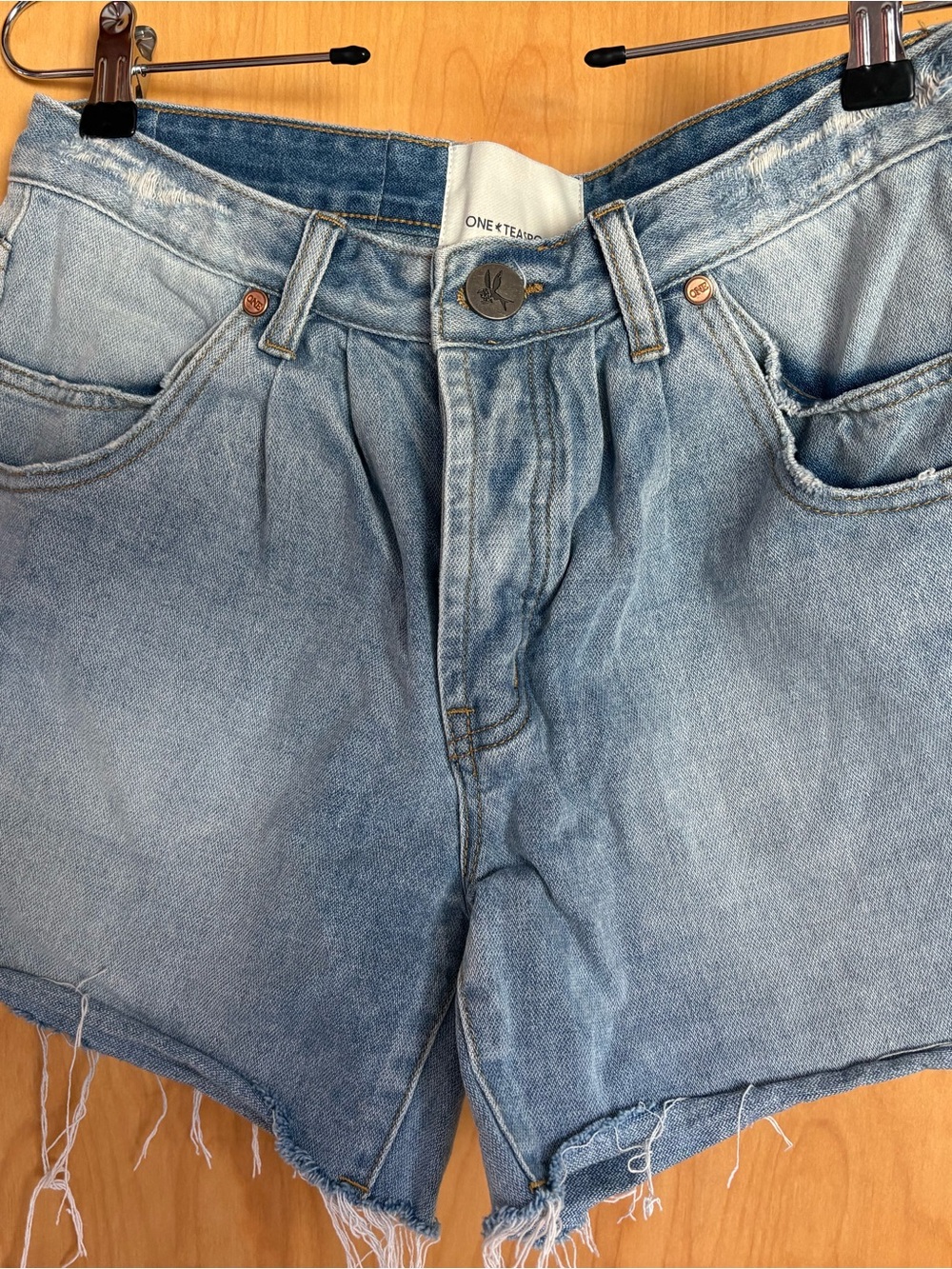 One Teaspoon Light Blue Washed Denim Cutoff Shorts